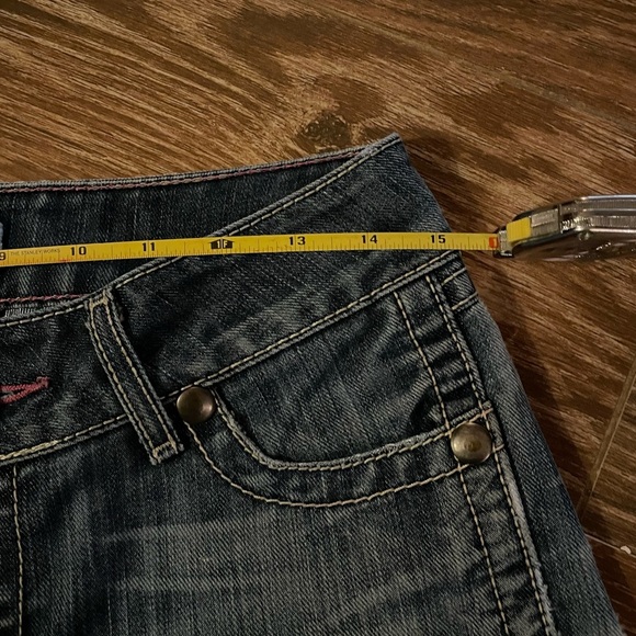 Women's Wrangler Leather Premium Patch Bootcut Jeans Size 3/4 x 30 (cut hem) - Picture 9 of 9